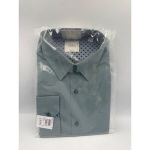 NWT Next Direct Slim Fit Easy Care Textured Trimmed Shirt Mens 17R Seafoam Green